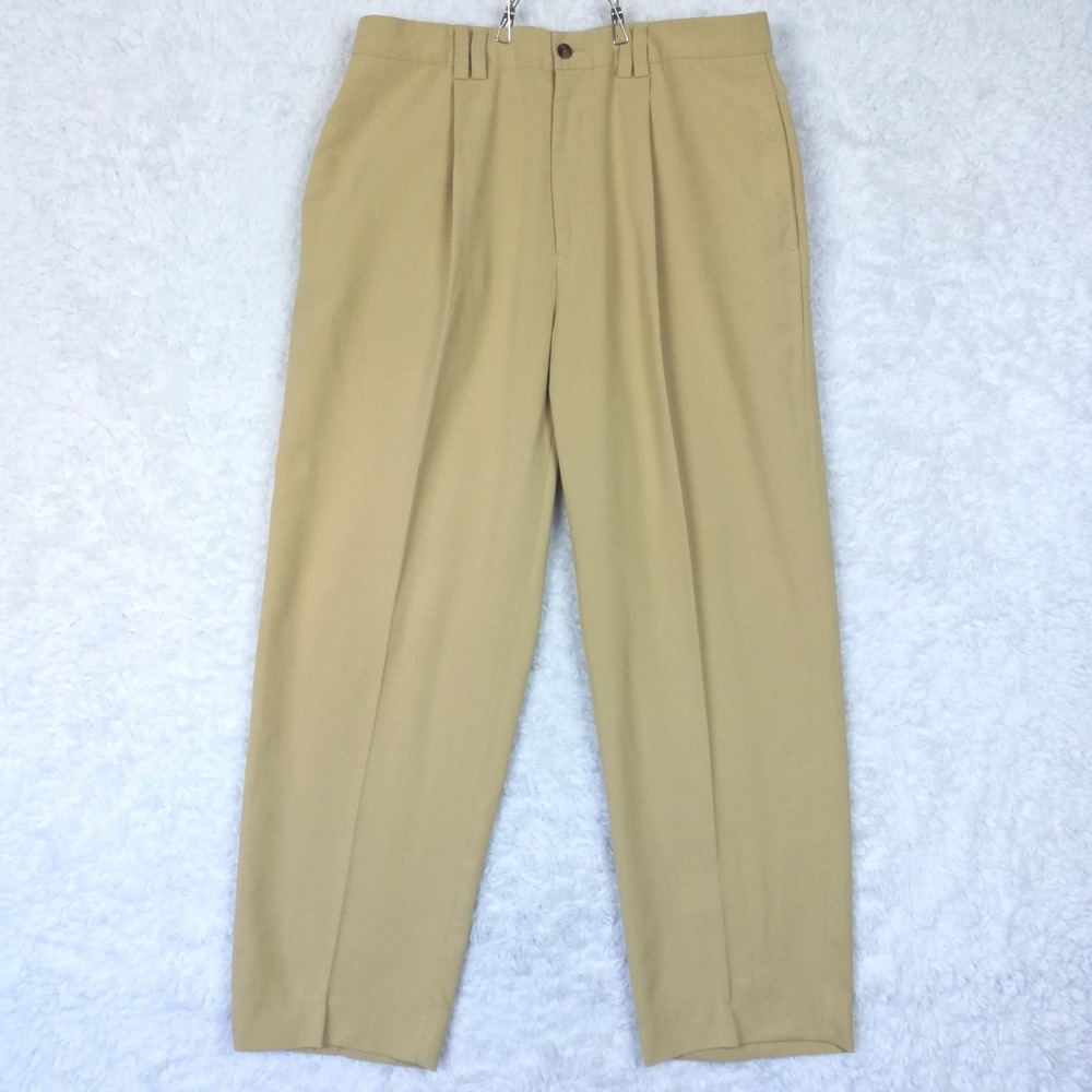 Vtg Como Sport Mens Pants Dress Pleated Straight Leg Beige Classic 34